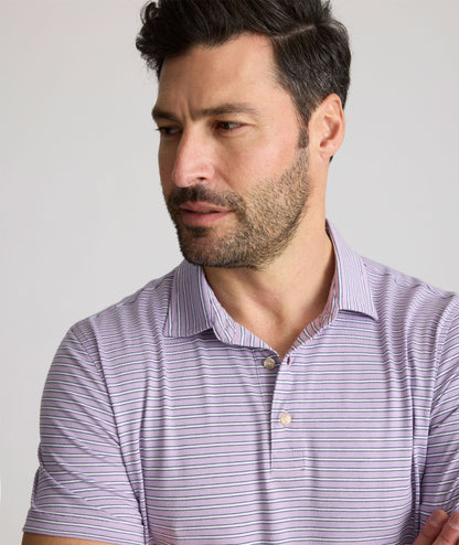 UNTUCKit Striped Jersey Performance Polo Purple Stripe