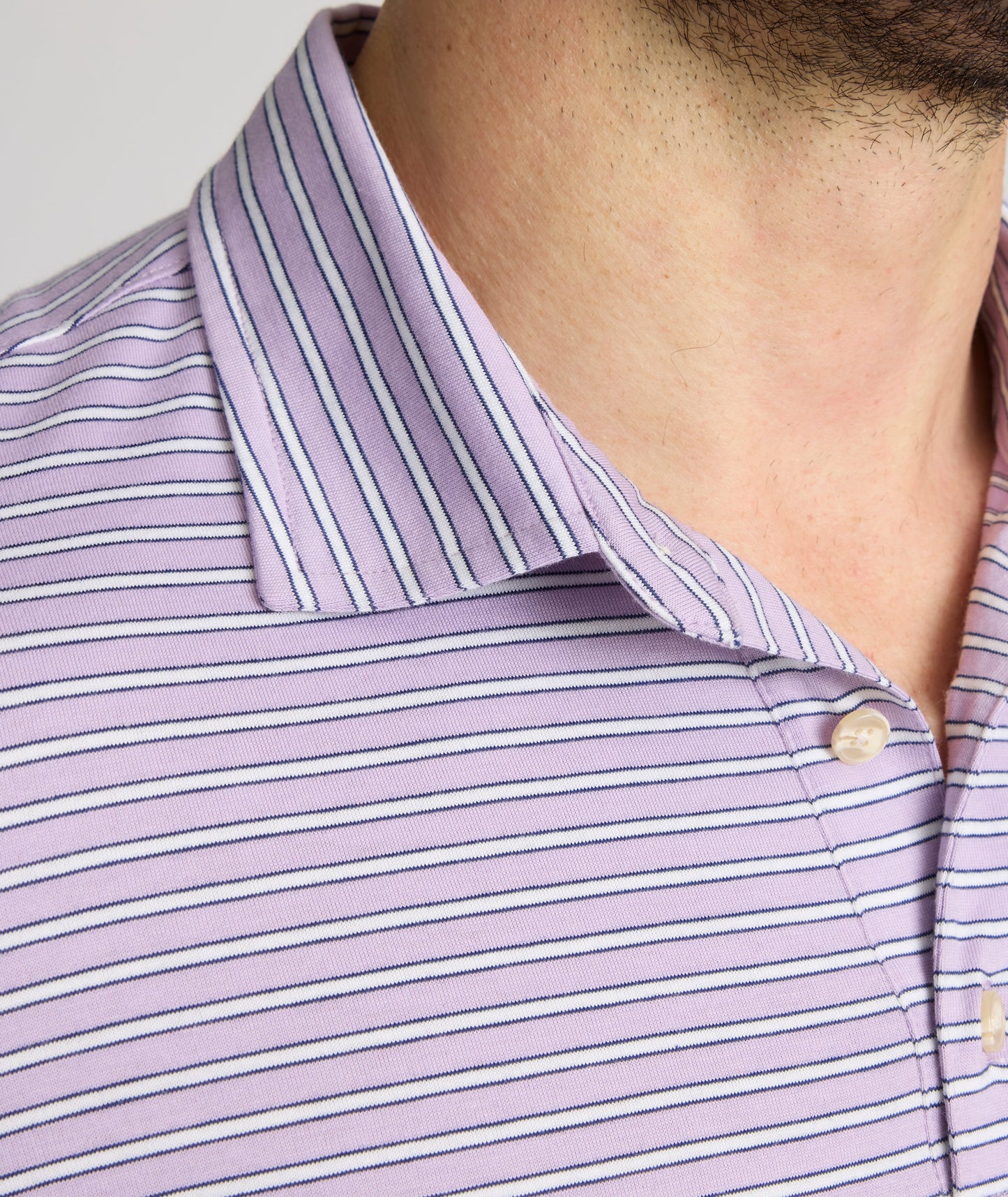UNTUCKit Striped Jersey Performance Polo Purple Stripe