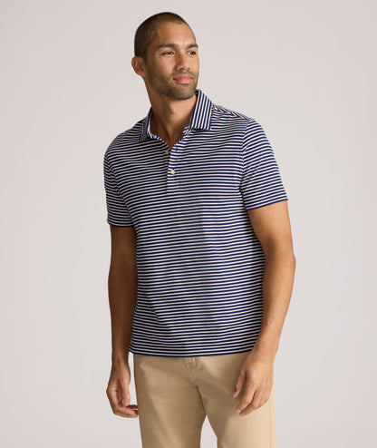 UNTUCKit Striped Jersey Performance Polo Navy Stripe