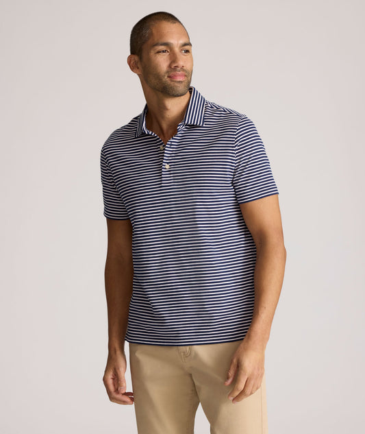 UNTUCKit Striped Jersey Performance Polo Navy Stripe