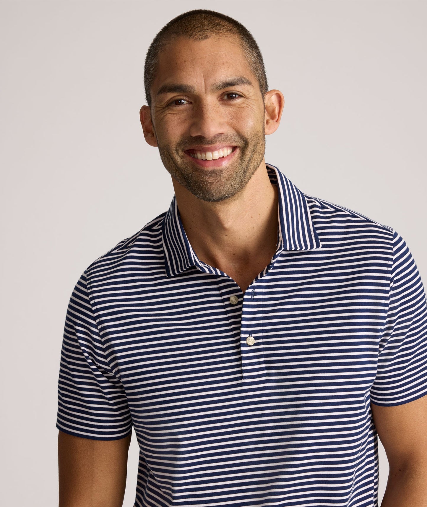 UNTUCKit Striped Jersey Performance Polo Navy Stripe
