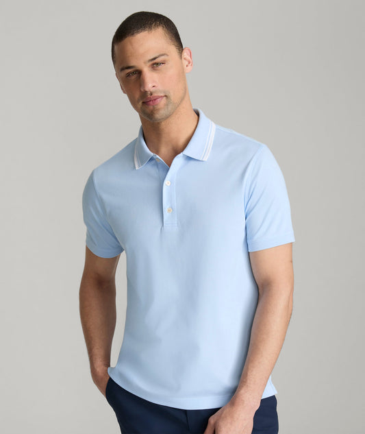 UNTUCKit Tipped Performance Polo Light Blue