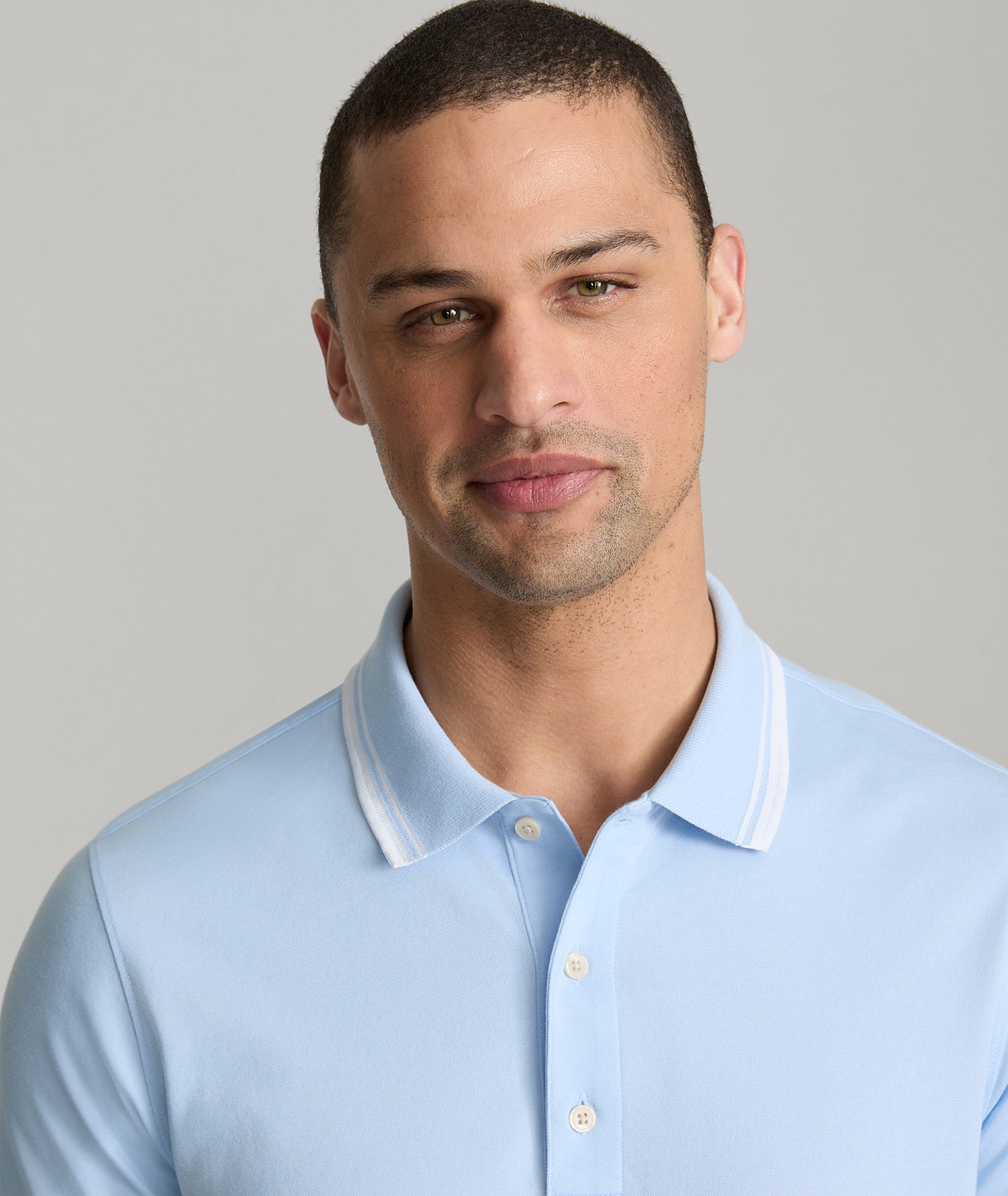 UNTUCKit Tipped Performance Polo Light Blue