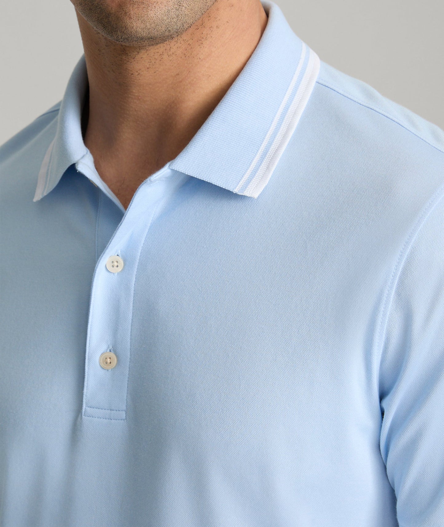 UNTUCKit Tipped Performance Polo Light Blue