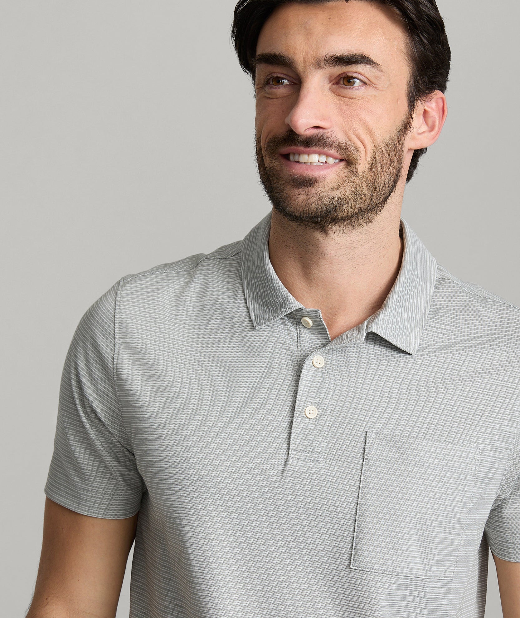 UNTUCKit Striped Performance Polo Slate Green Stripe