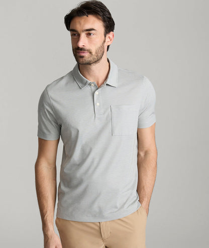 UNTUCKit Striped Performance Polo Slate Green Stripe