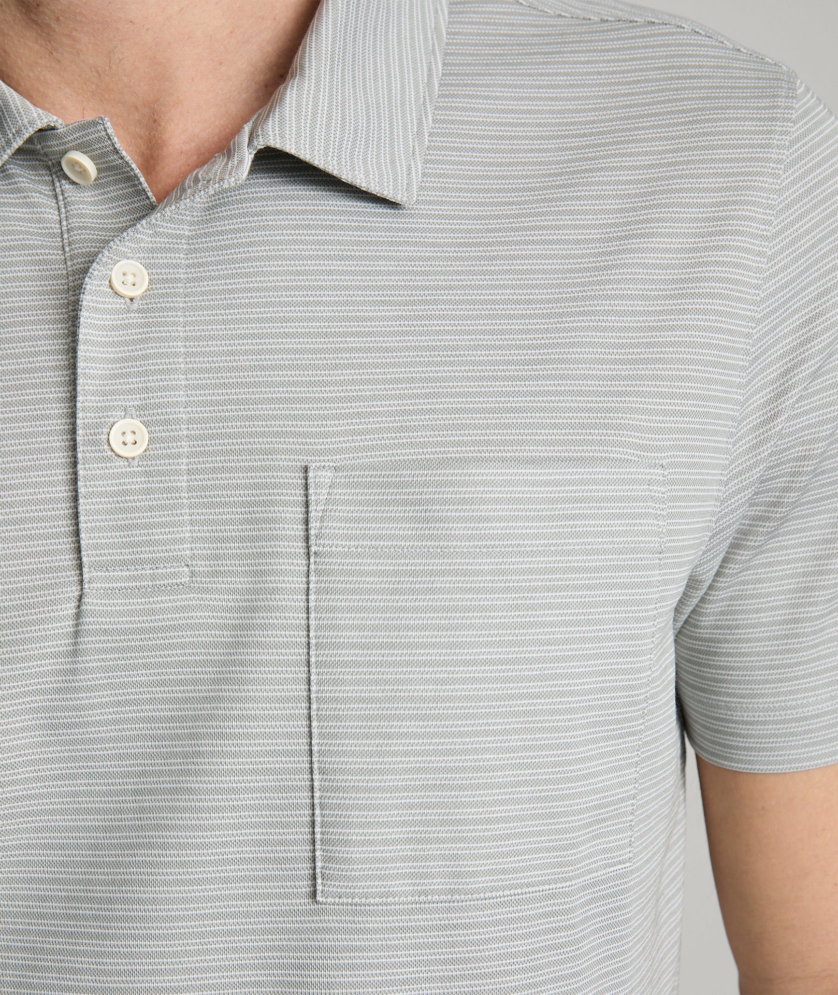 UNTUCKit Striped Performance Polo Slate Green Stripe