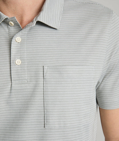 UNTUCKit Striped Performance Polo Slate Green Stripe