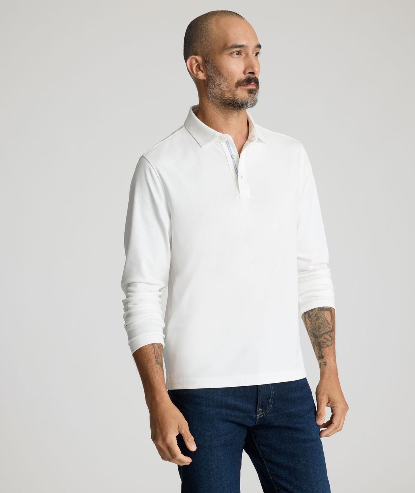 UNTUCKit Wrinkle-Free Damaschino Long-Sleeve Polo White