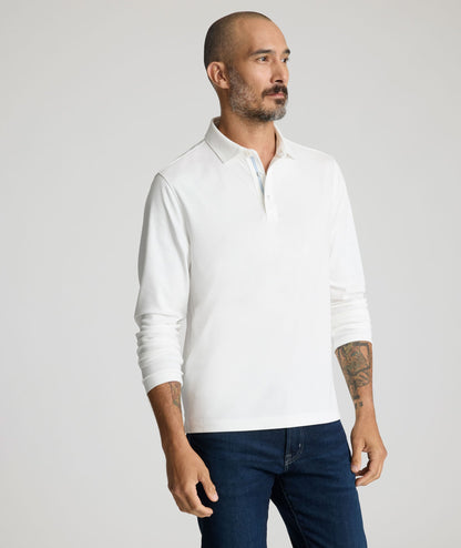 UNTUCKit Wrinkle-Free Damaschino Long-Sleeve Polo White