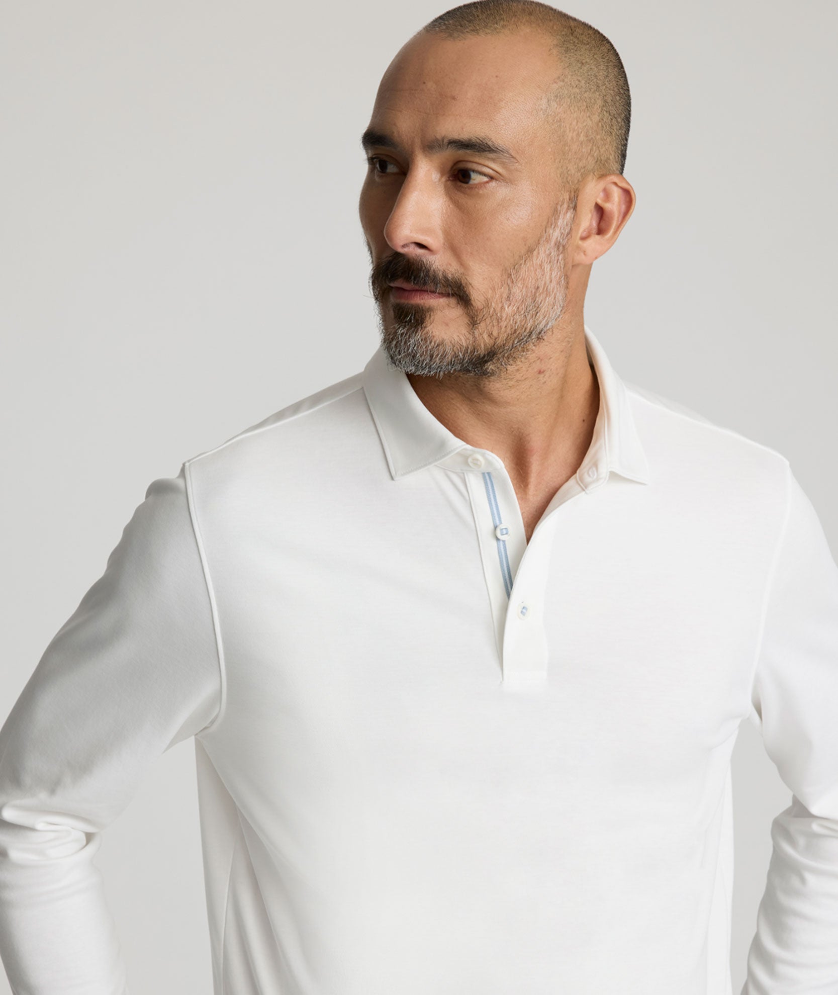 UNTUCKit Wrinkle-Free Damaschino Long-Sleeve Polo White