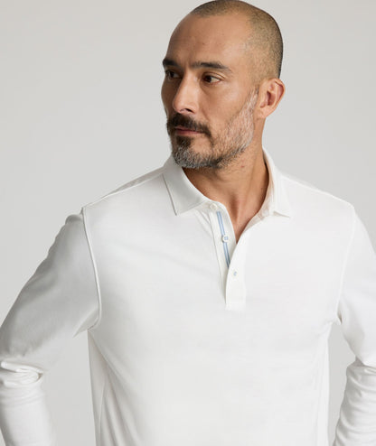 UNTUCKit Wrinkle-Free Damaschino Long-Sleeve Polo White