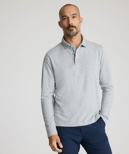 UNTUCKit Wrinkle-Free Damaschino Long-Sleeve Polo Heather Gray