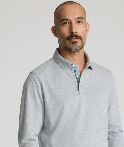 UNTUCKit Wrinkle-Free Damaschino Long-Sleeve Polo Heather Gray