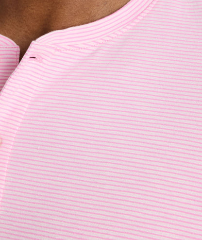 UNTUCKit Jersey Slub Short-Sleeve Henley Pink Stripe