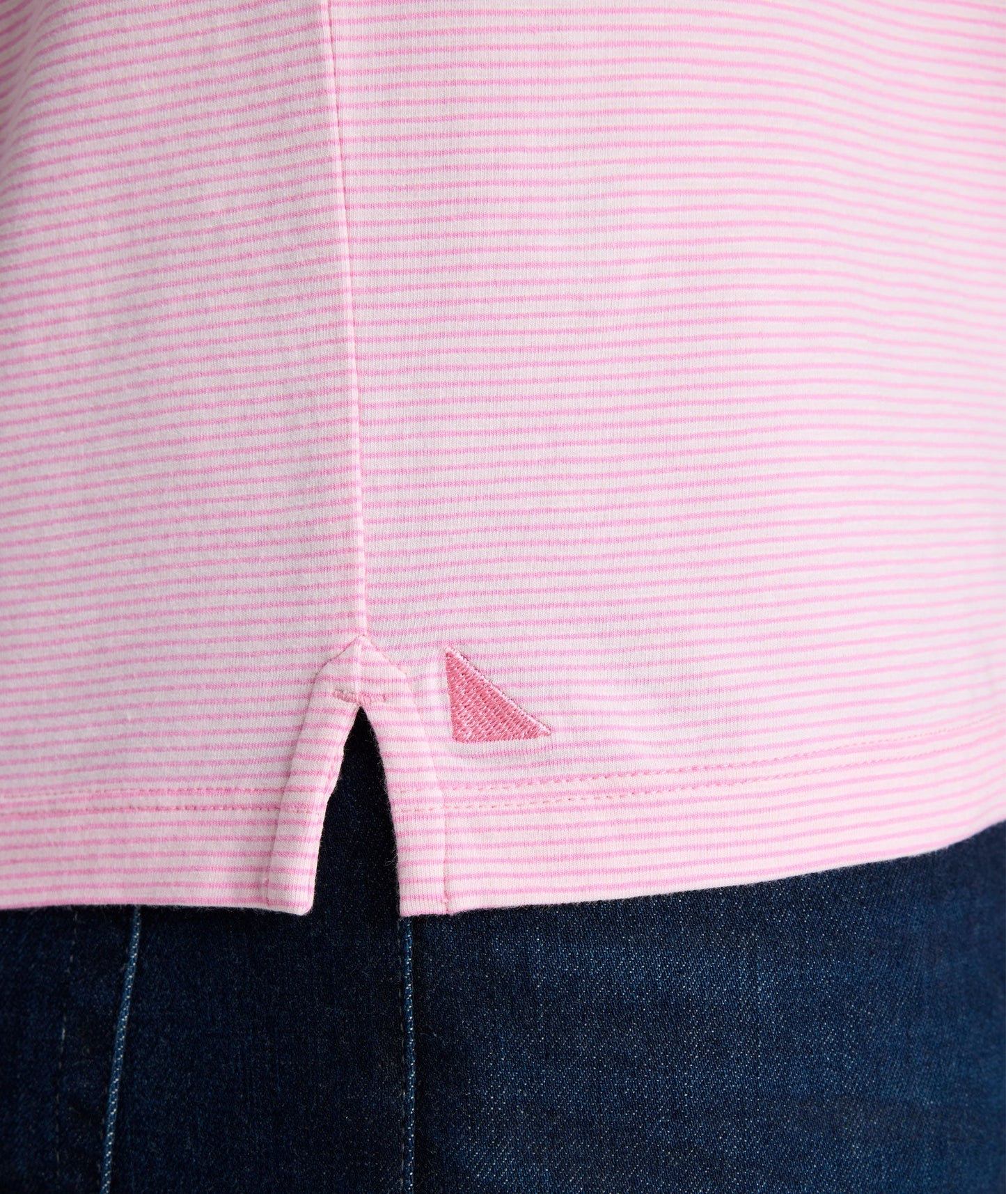 UNTUCKit Jersey Slub Short-Sleeve Henley Pink Stripe