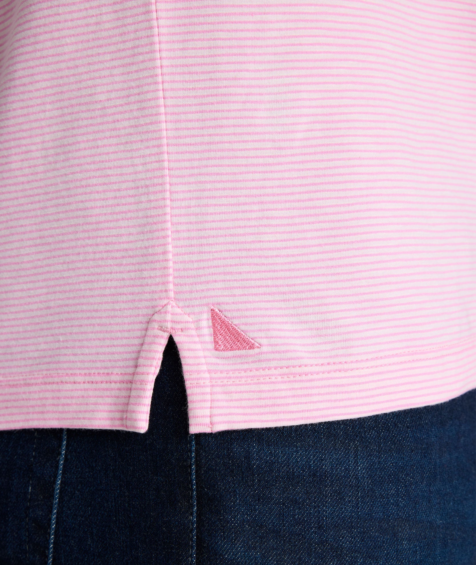 UNTUCKit Jersey Slub Short-Sleeve Henley Pink Stripe