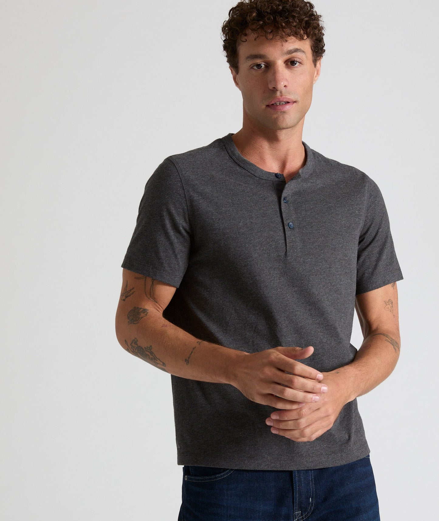 UNTUCKit Ultrasoft Short-Sleeve Henley Charcoal