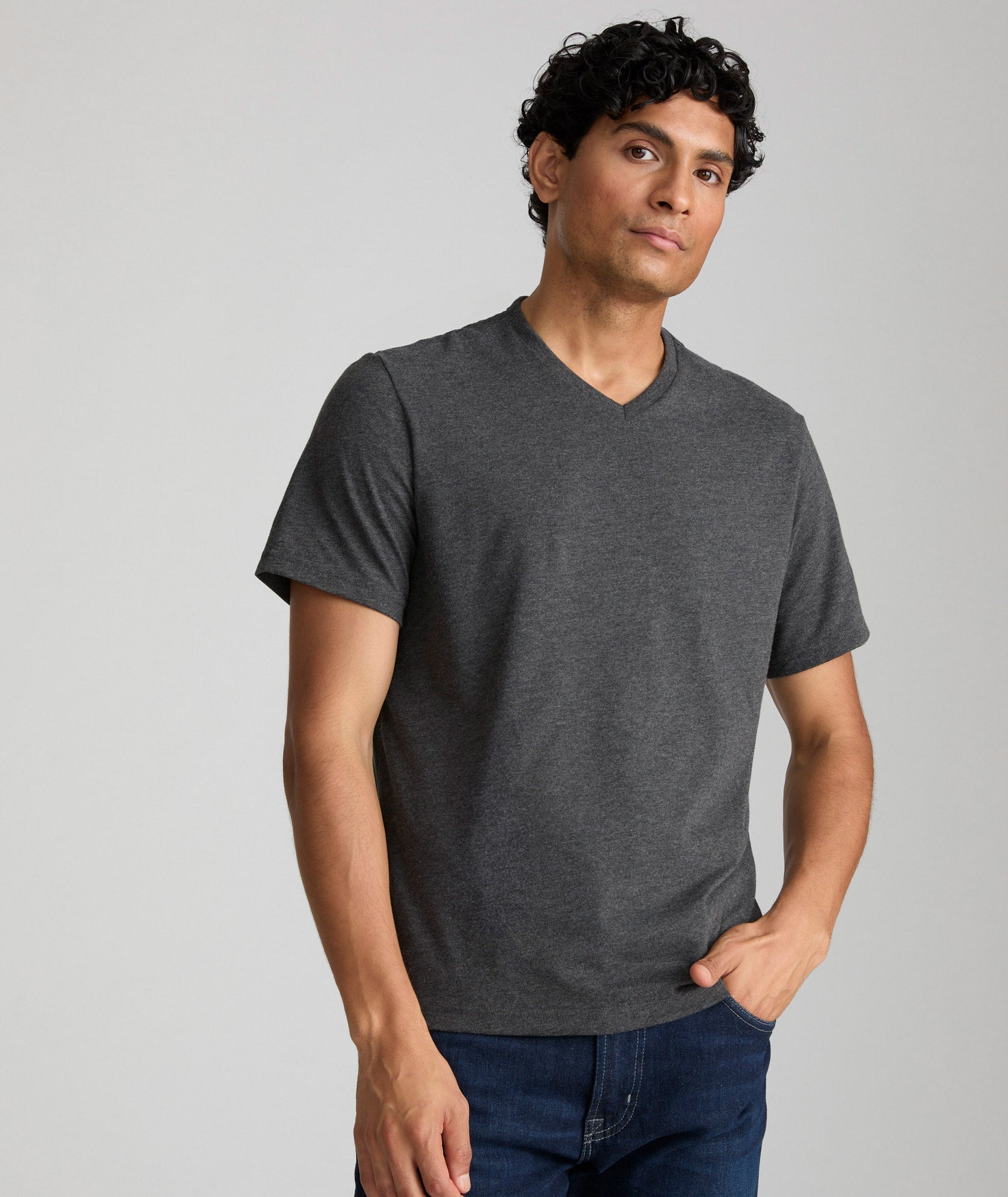 UNTUCKit Ultrasoft V-Neck Tee Charcoal