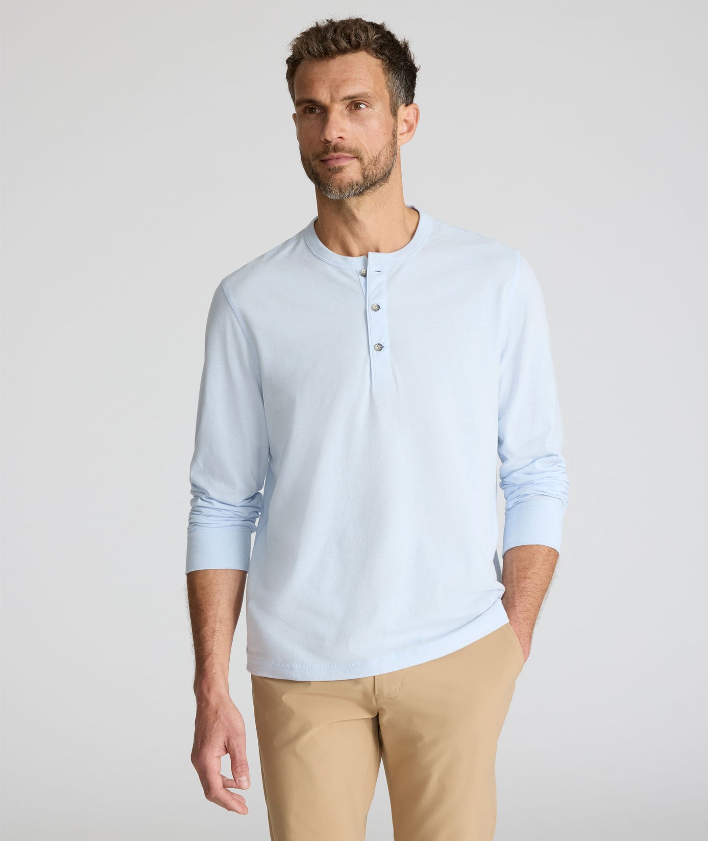 UNTUCKit Ultrasoft Henley Light Blue
