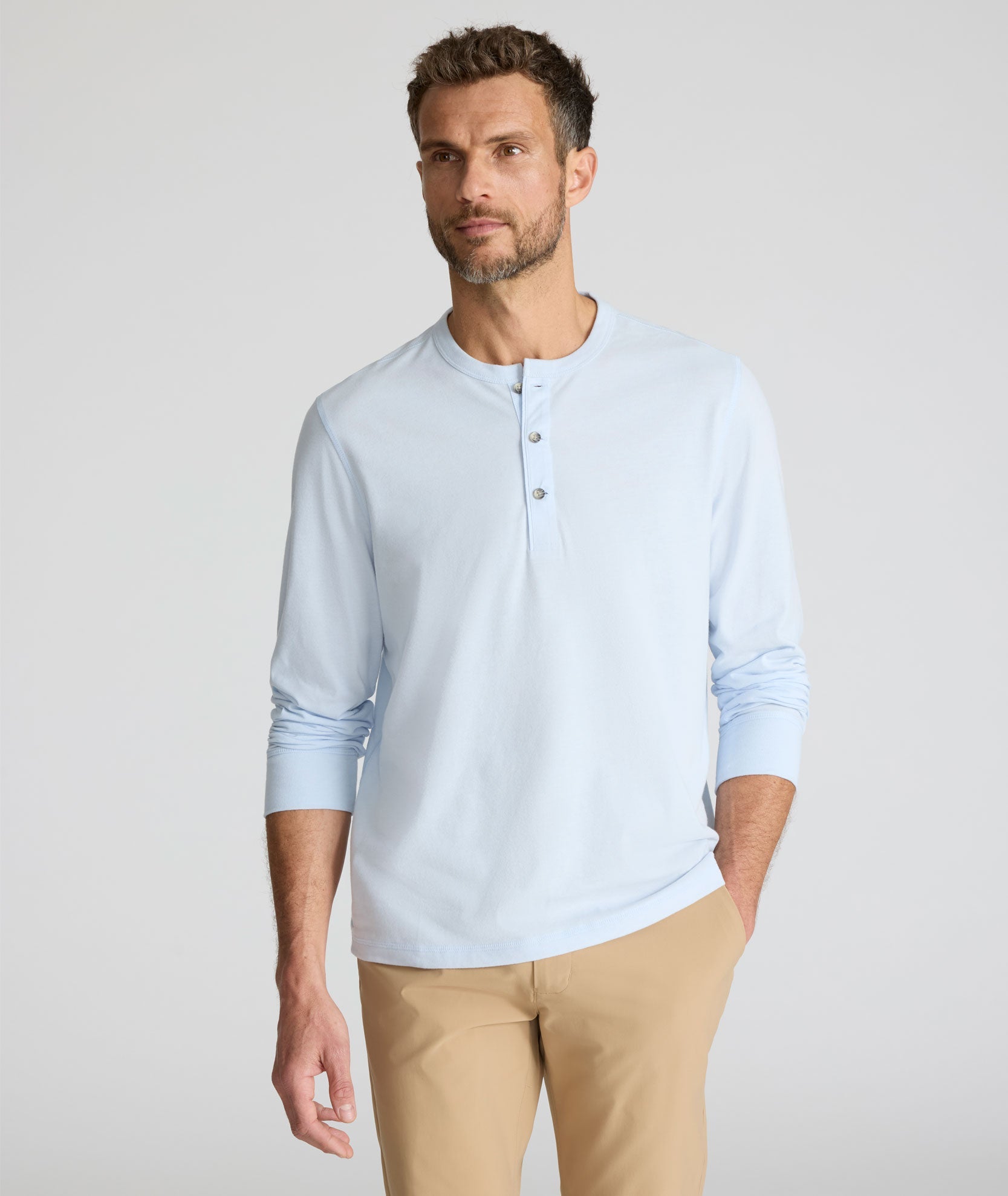 UNTUCKit Ultrasoft Henley Light Blue