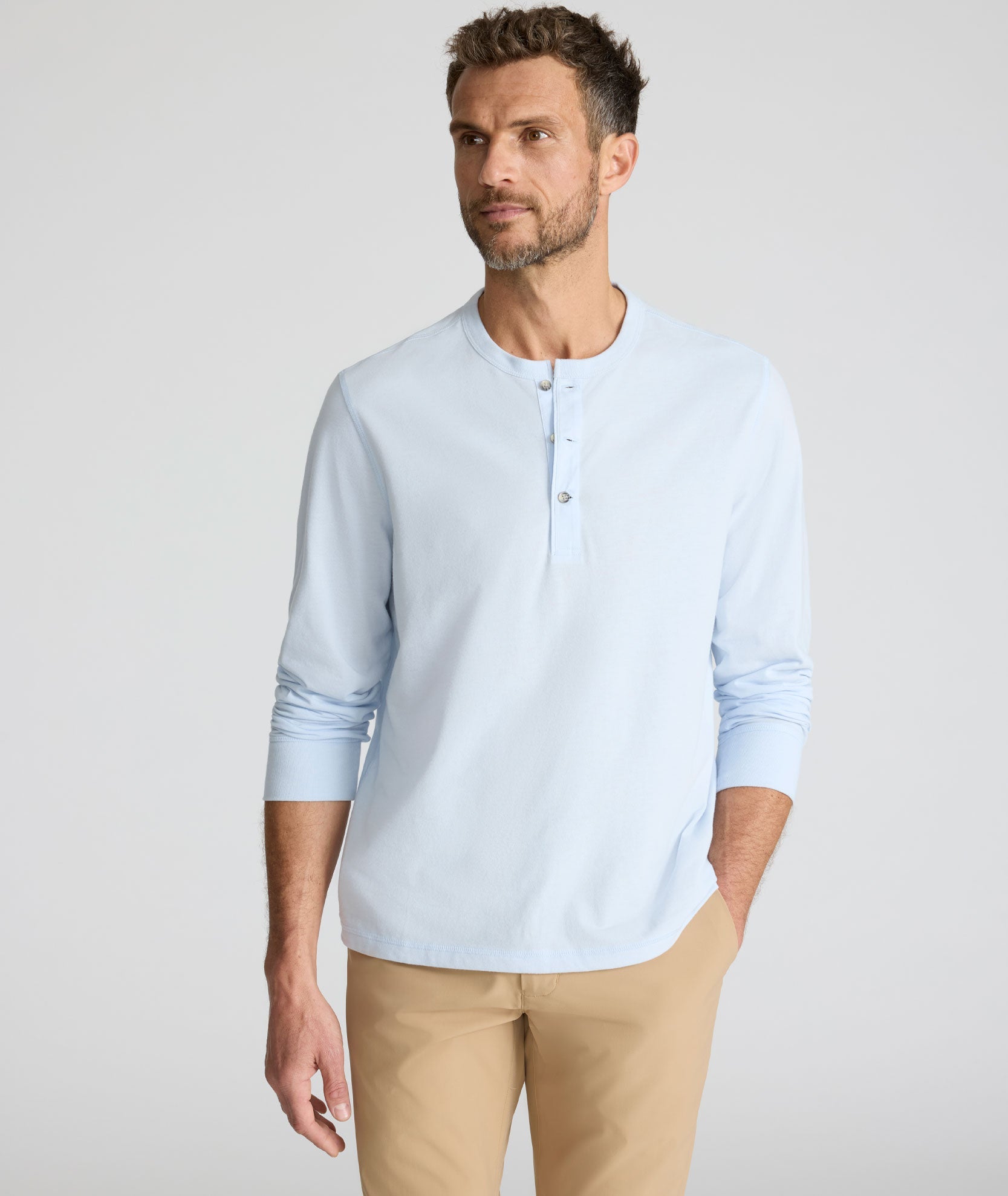 UNTUCKit Ultrasoft Henley Light Blue