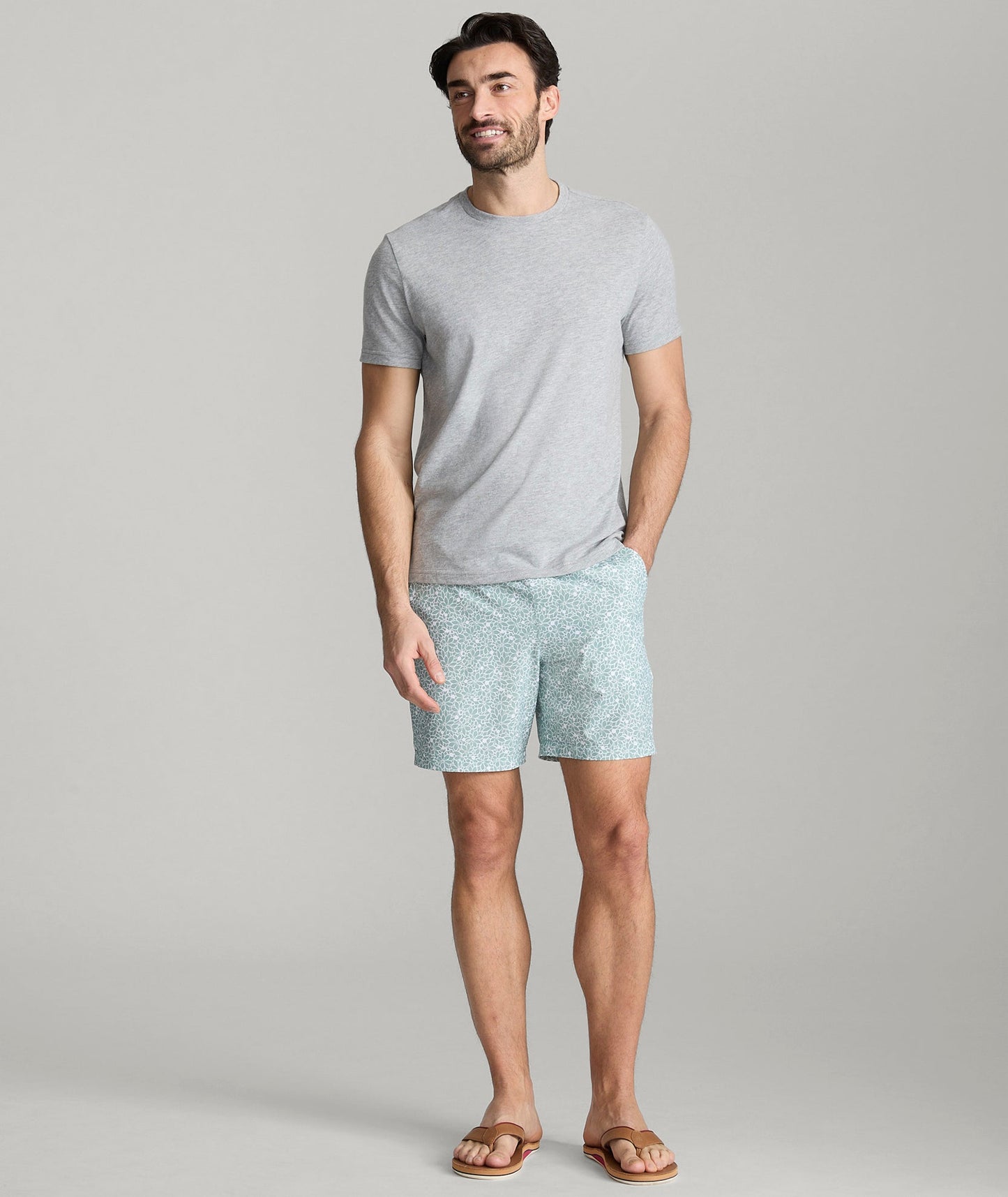 UNTUCKit Beyond Shorts Light Green Floral