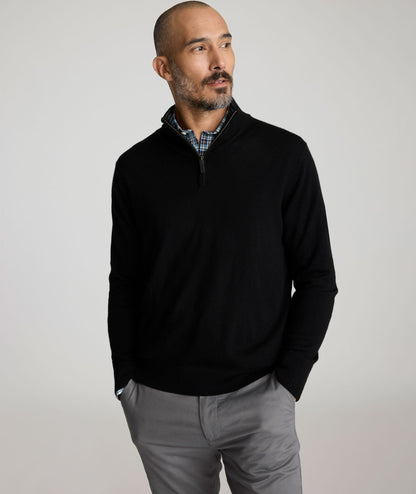 UNTUCKit Merino Wool Quarter-Zip Sweater Black