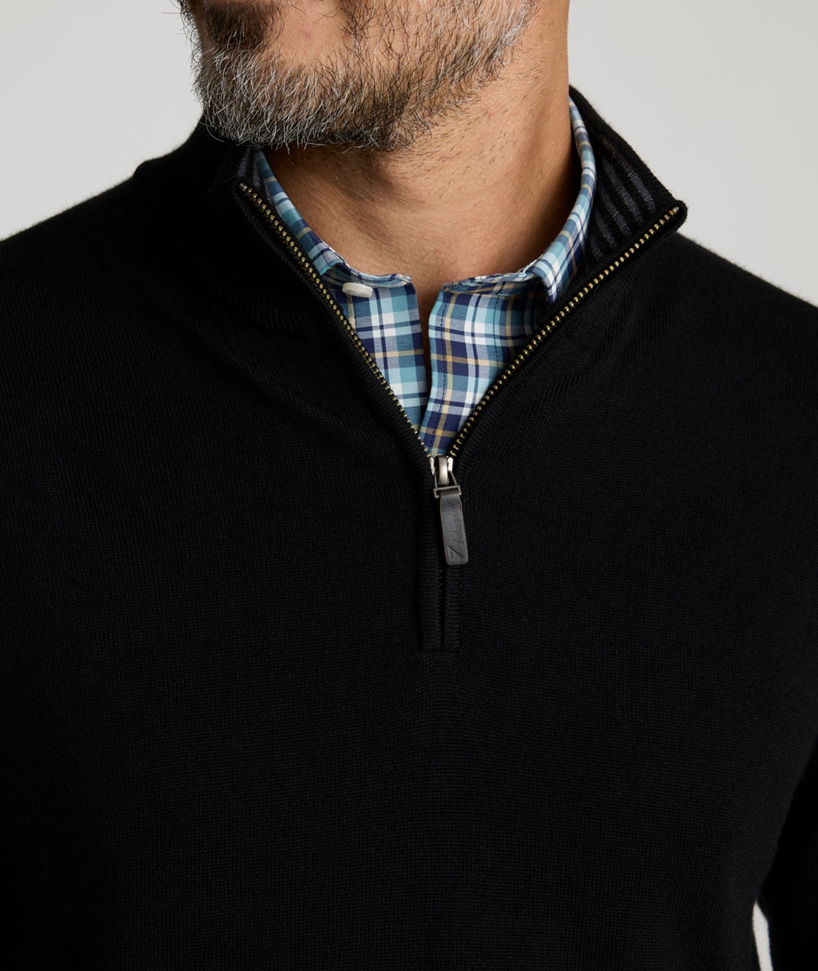 UNTUCKit Merino Wool Quarter-Zip Sweater Black
