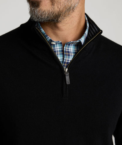 UNTUCKit Merino Wool Quarter-Zip Sweater Black