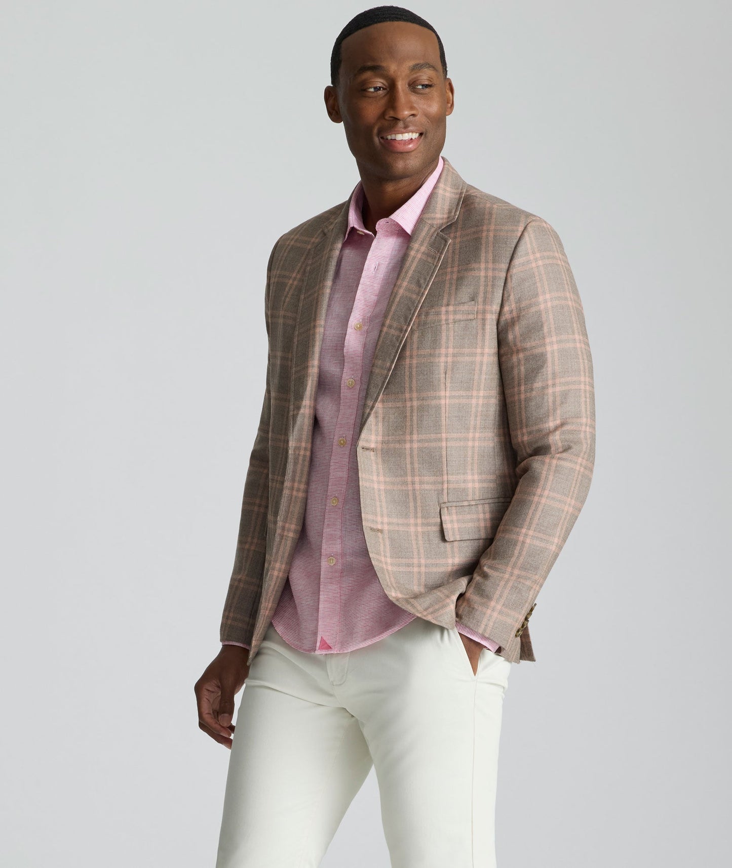 UNTUCKit Italian Wool Lehmann Sport Coat Tan Plaid