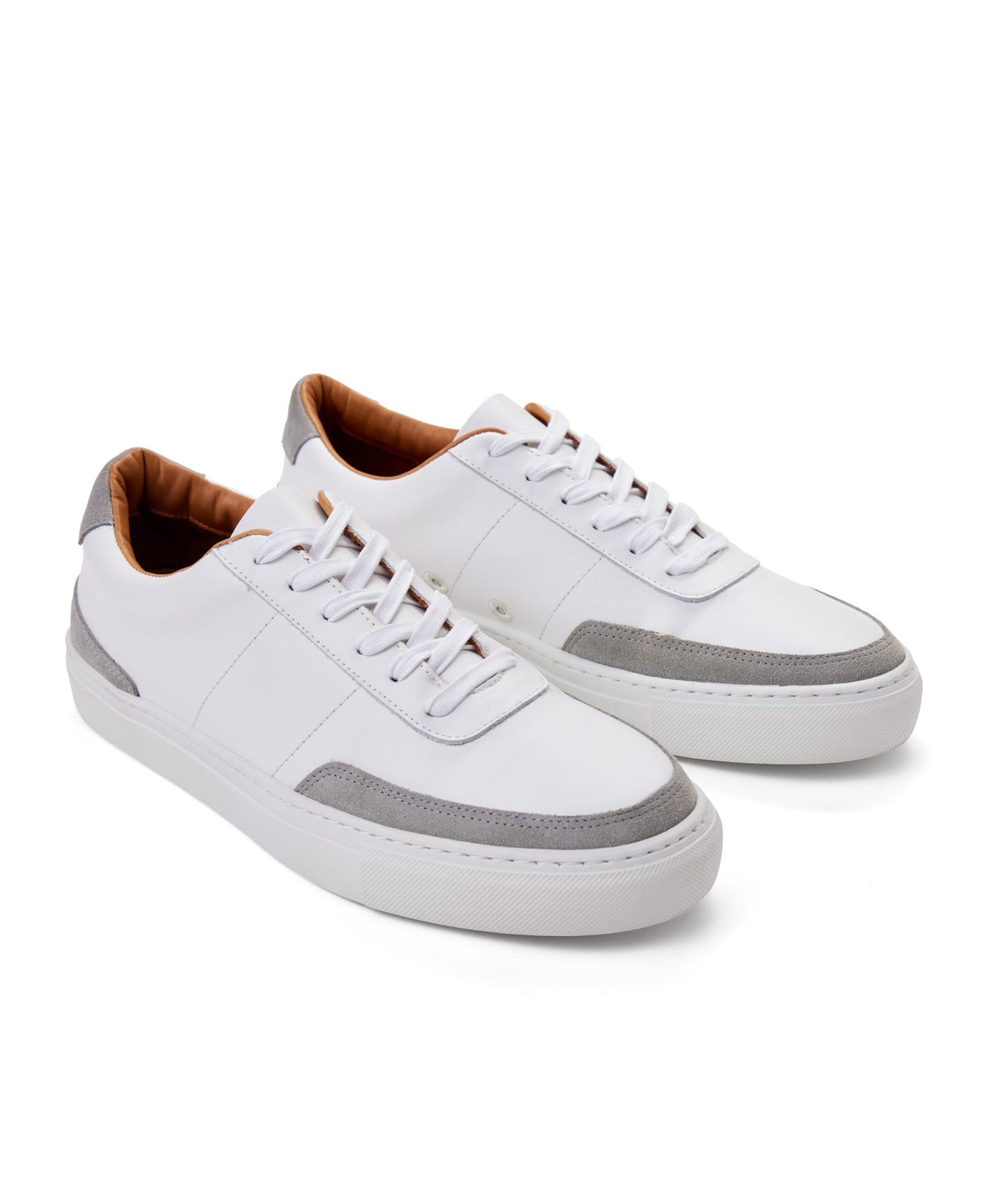 UNTUCKit Contrast Leather Lace-Up Sneakers White