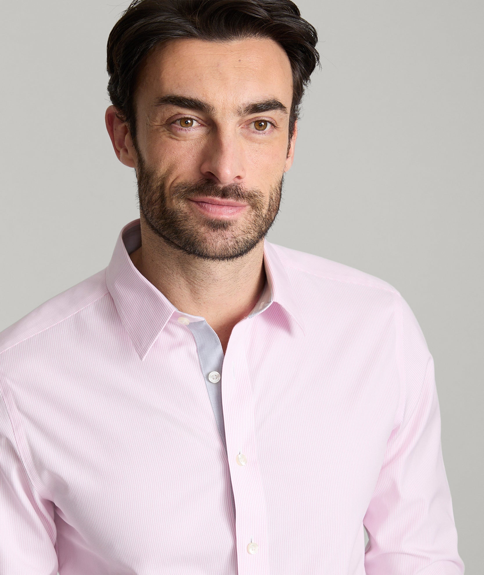 UNTUCKit Wrinkle-Free Douro Shirt Pink & White Stripe With Contrast Cuff
