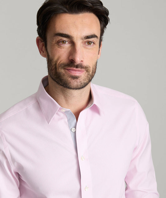 UNTUCKit Wrinkle-Free Douro Shirt Pink & White Stripe With Contrast Cuff