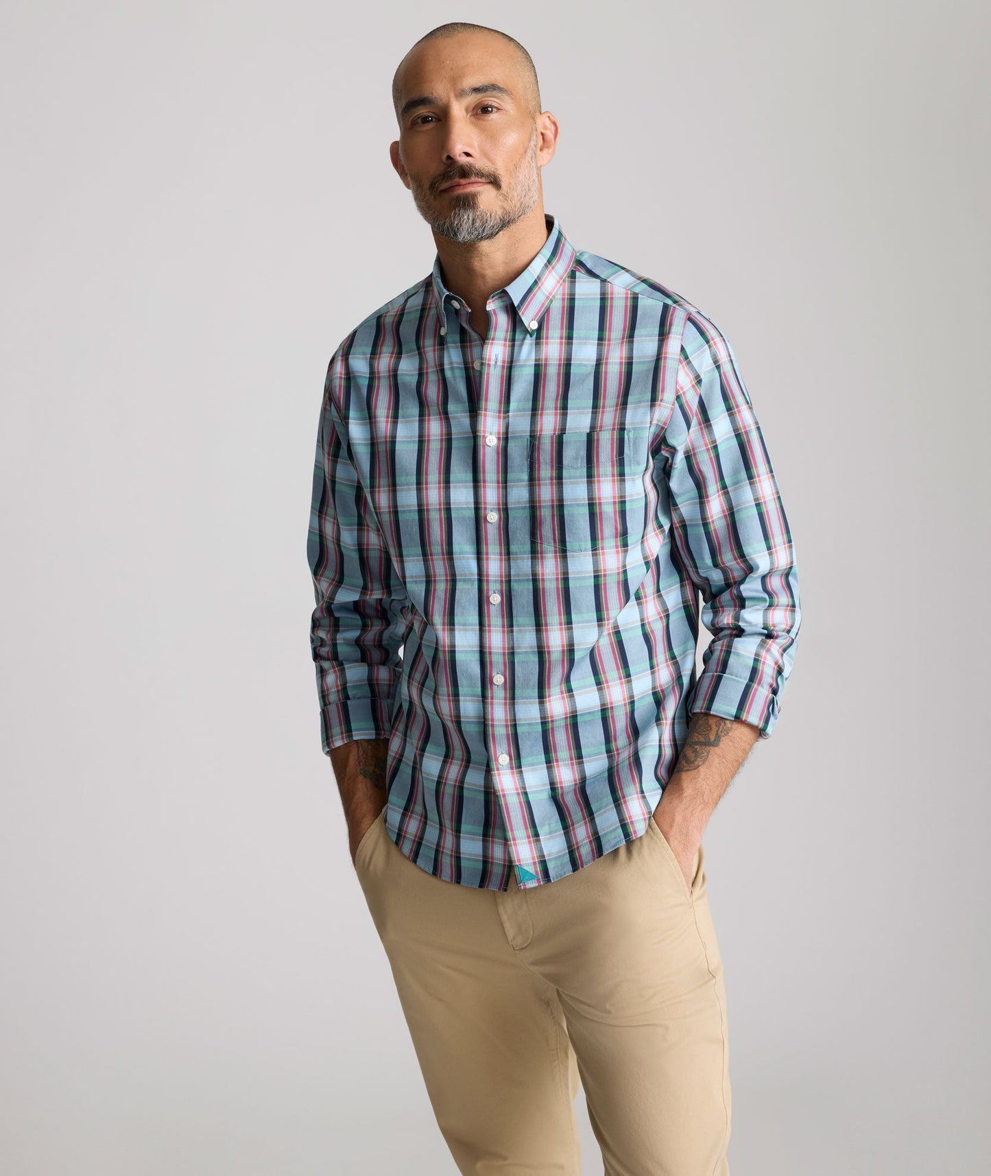 UNTUCKit Wrinkle-Free Morales Shirt Blue & Green Plaid