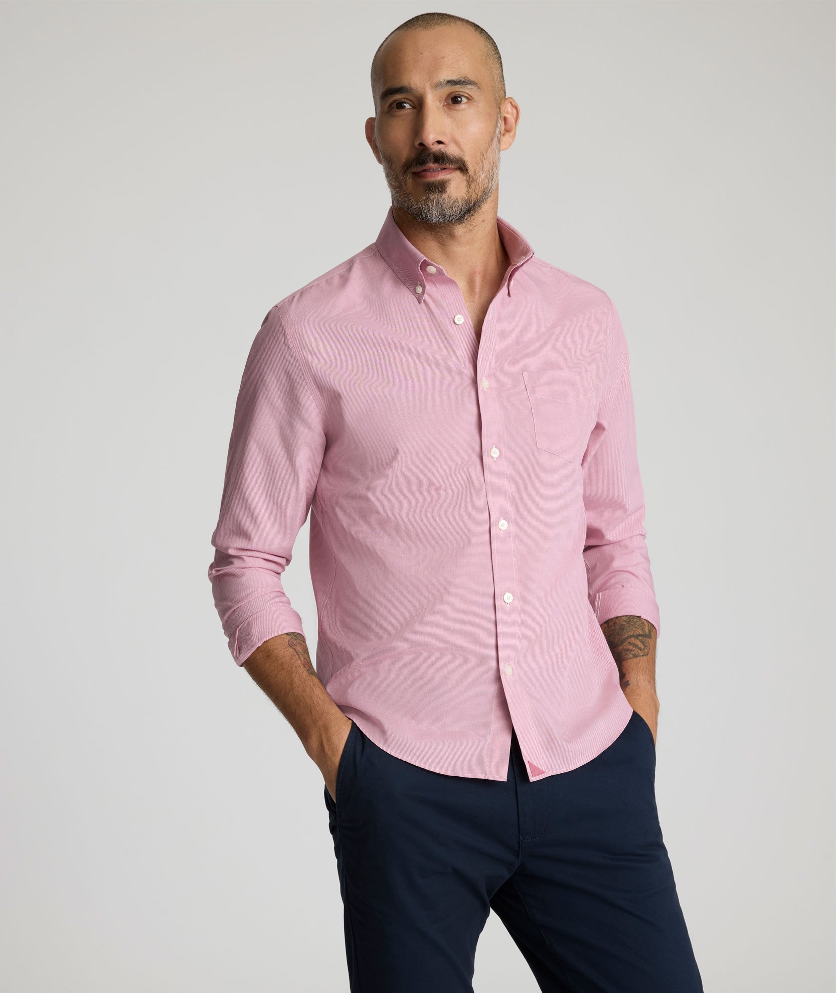 UNTUCKit Wrinkle-Free Cadetto Shirt Rose Wine Microgingham