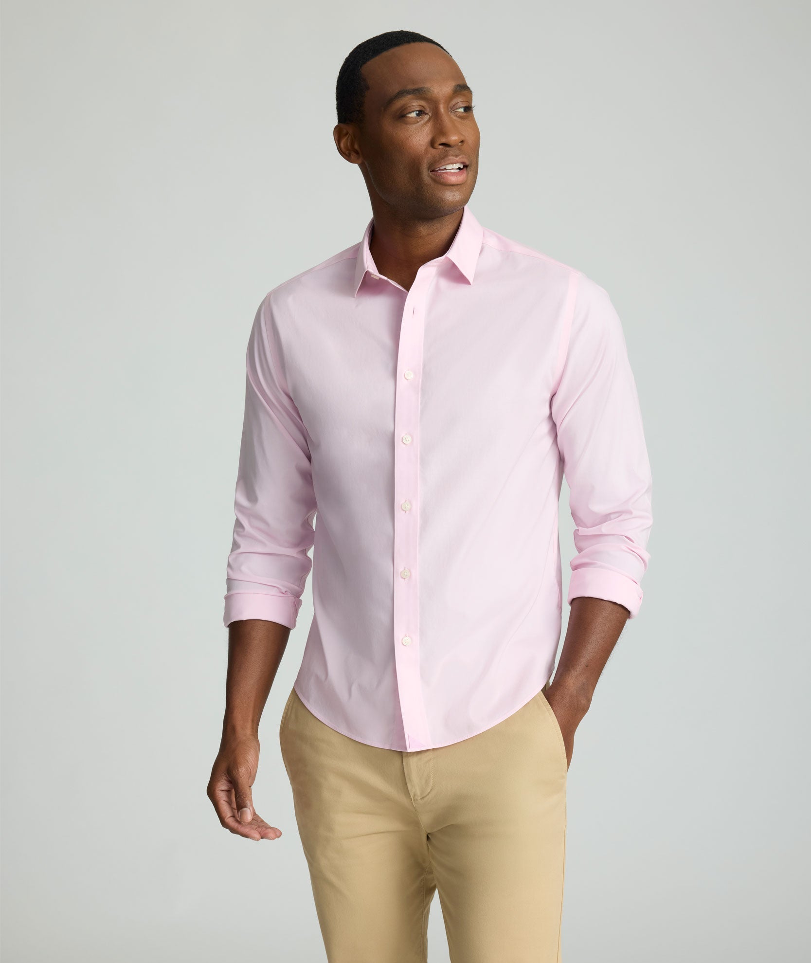 UNTUCKit Wrinkle-Free Stretch Cotton Arden Shirt Light Pink