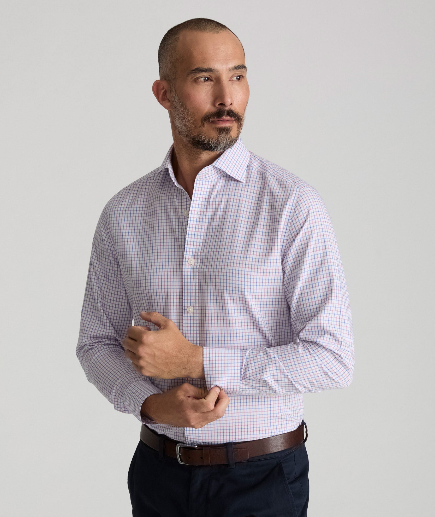 UNTUCKit Wrinkle-Free Dress Shirt Pink & Blue Check | For Occasions When You Can't Untuck