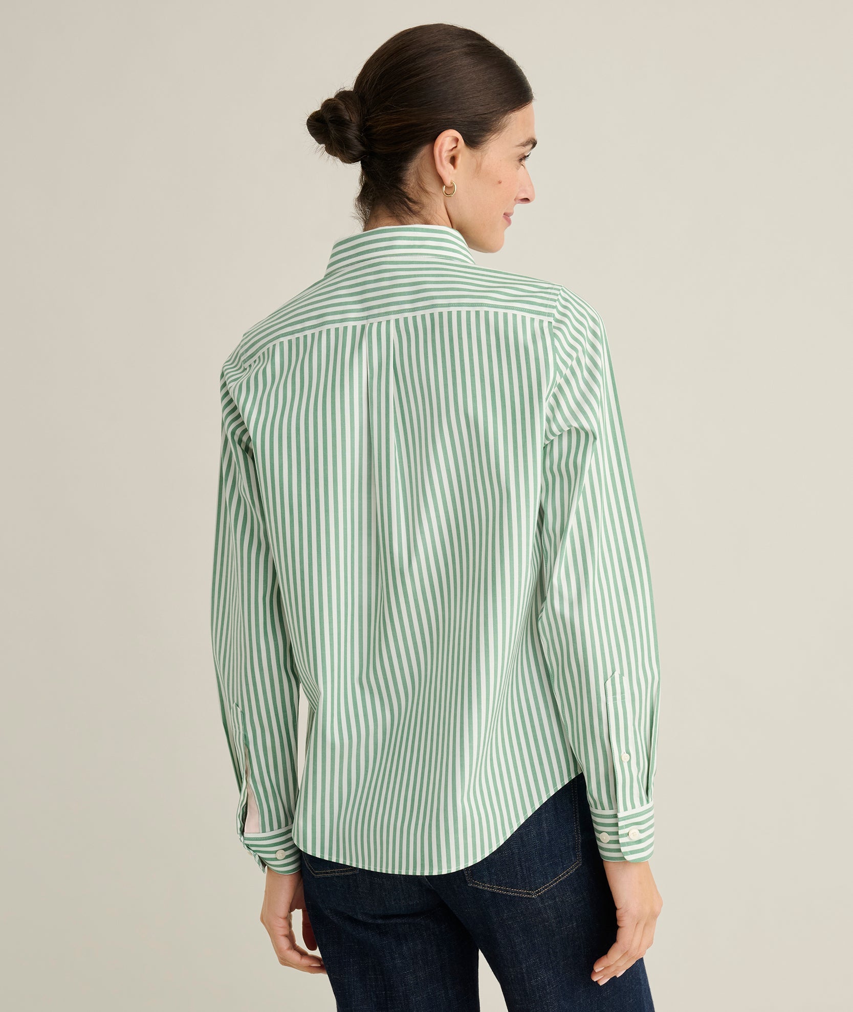 UNTUCKit Wrinkle-Free Classic Fit Isabella Shirt Green & White Stripe