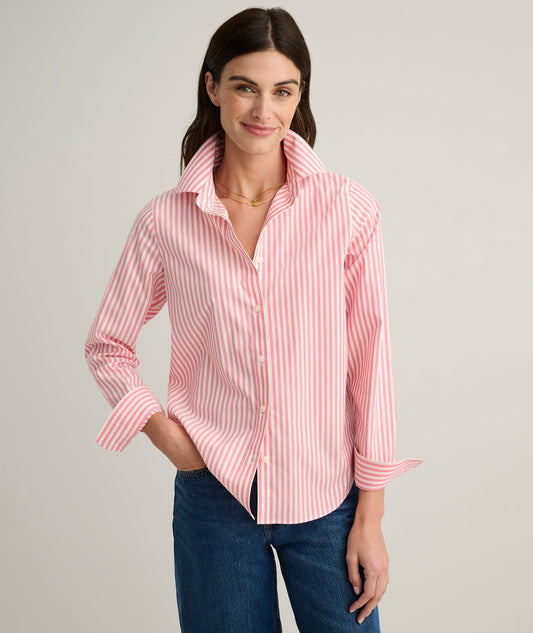 UNTUCKit Wrinkle-Free Classic Fit Isabella Shirt Pink & White Stripe
