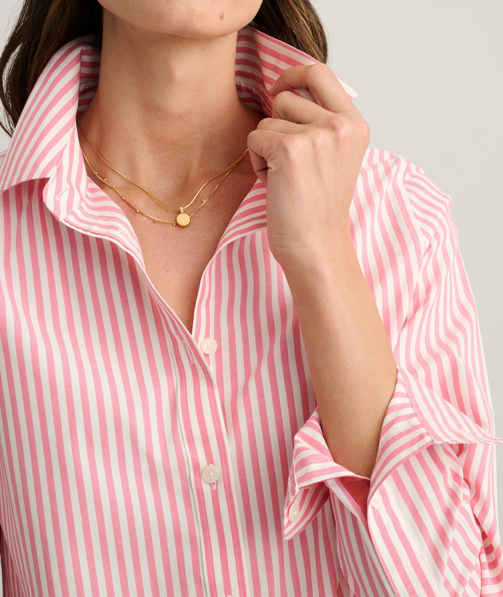 UNTUCKit Wrinkle-Free Classic Fit Isabella Shirt Pink & White Stripe