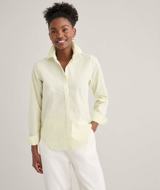 UNTUCKit Wrinkle-Free Stretch Cotton Classic Fit Isabella Shirt Yellow & White Stripe