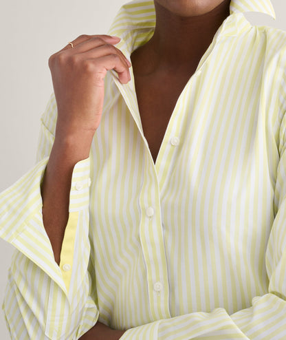 UNTUCKit Wrinkle-Free Stretch Cotton Classic Fit Isabella Shirt Yellow & White Stripe