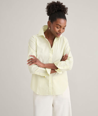 UNTUCKit Wrinkle-Free Stretch Cotton Classic Fit Isabella Shirt Yellow & White Stripe