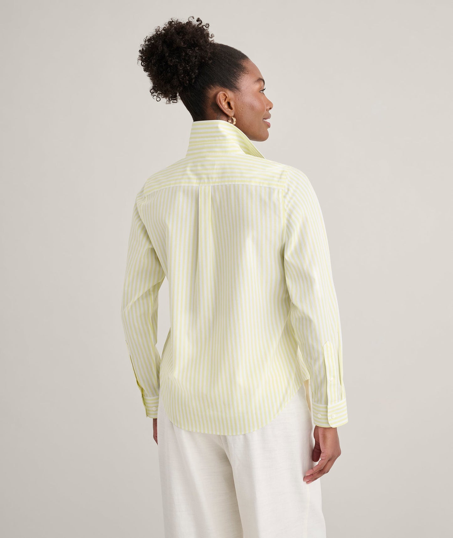 UNTUCKit Wrinkle-Free Stretch Cotton Classic Fit Isabella Shirt Yellow & White Stripe
