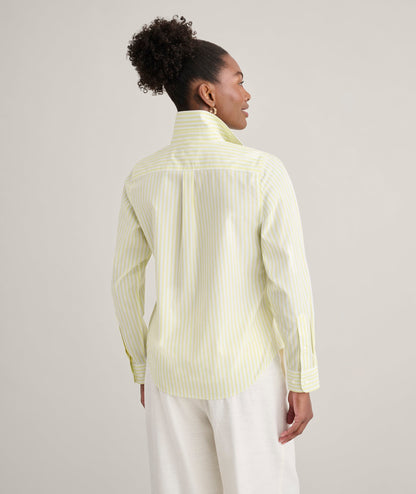 UNTUCKit Wrinkle-Free Stretch Cotton Classic Fit Isabella Shirt Yellow & White Stripe