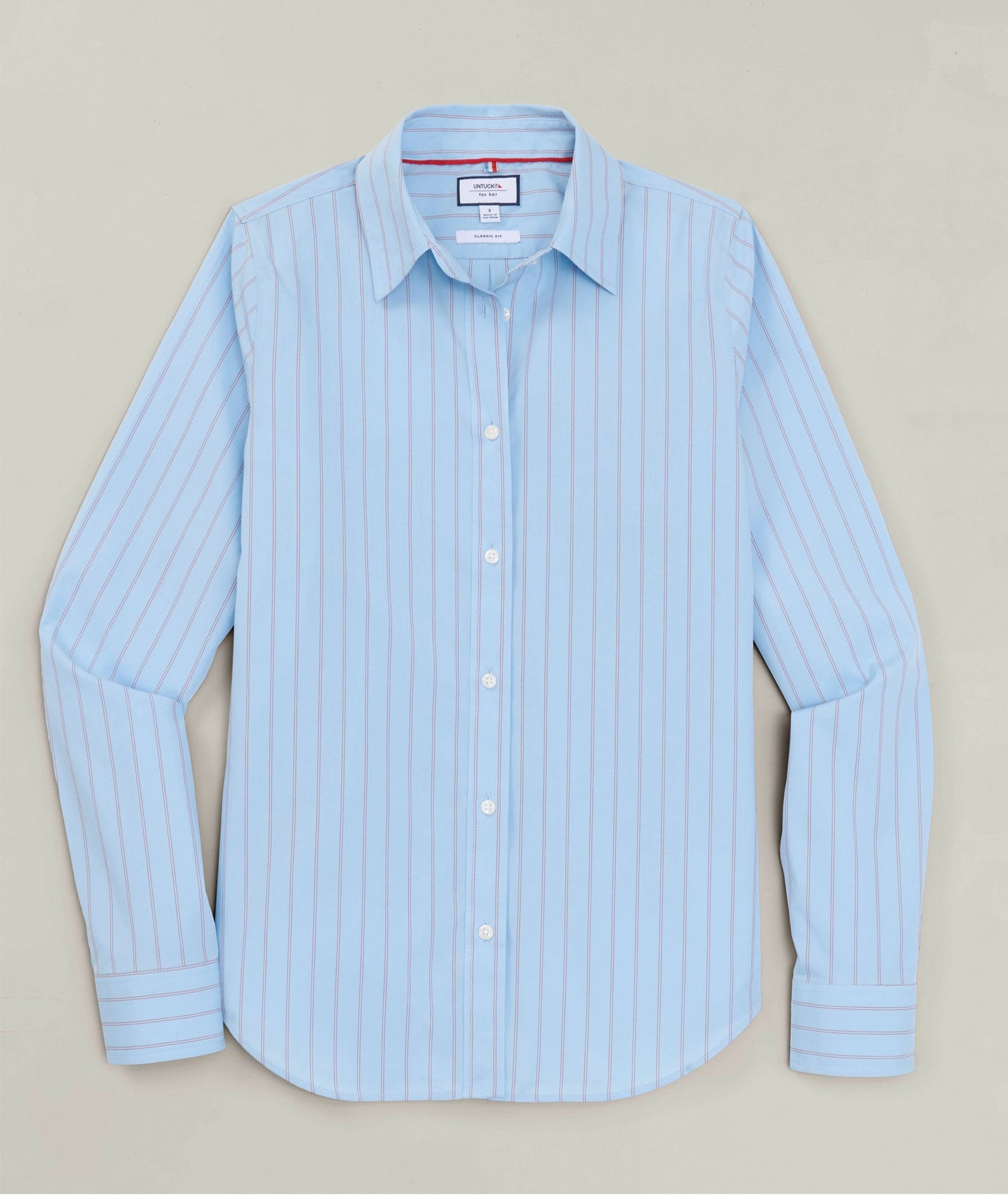 UNTUCKit Wrinkle-Free Classic Fit Isabella Shirt Blue & Red Stripe