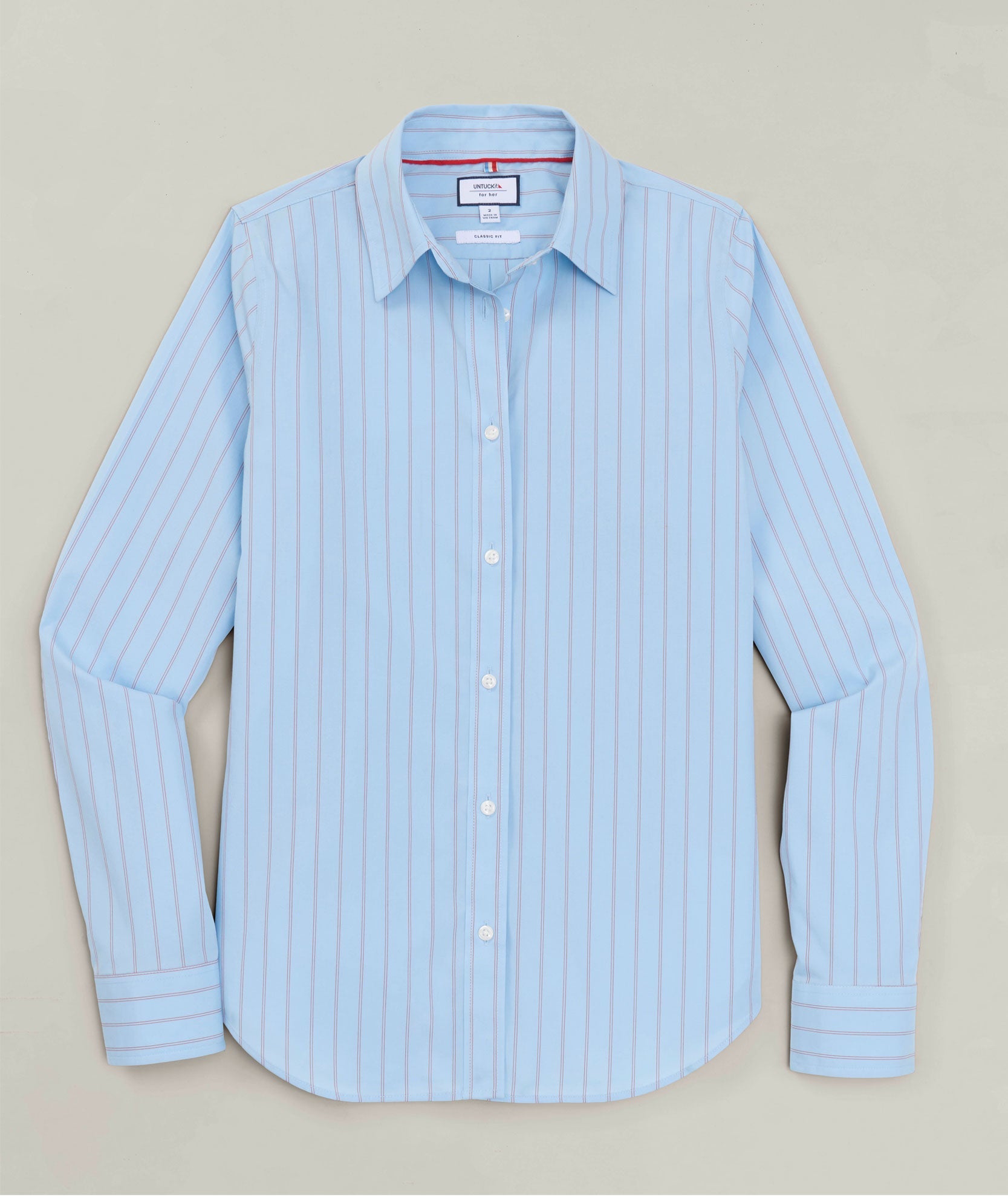 UNTUCKit Wrinkle-Free Classic Fit Isabella Shirt Blue & Red Stripe