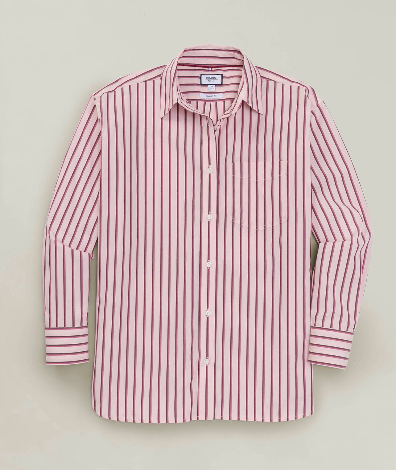 UNTUCKit Wrinkle-Free Relaxed Fit Melanie Shirt Pink & Red Multi Stripe