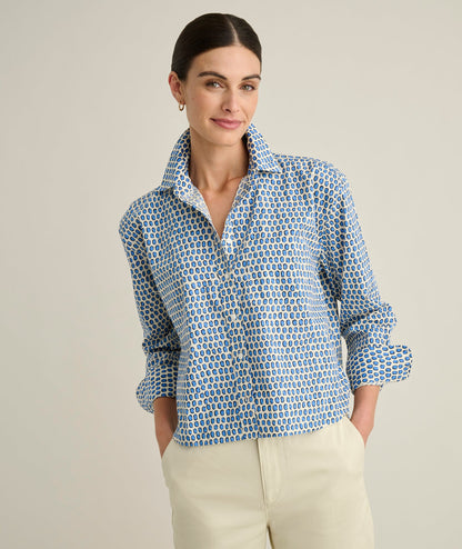 UNTUCKit Wrinkle-Free Untucked Fit Crosby Shirt White and Blue Dot